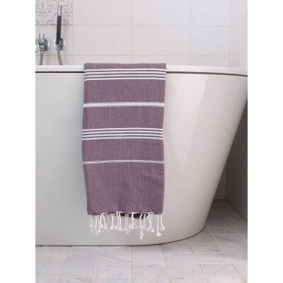 Ręcznik bawełniany hammam oberżyna/biały 170x100 cm Ottomania