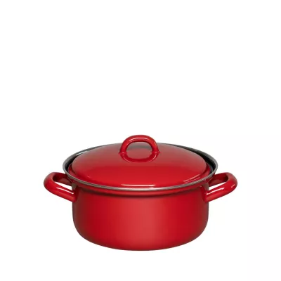 Niski garnek emaliowany czerwony 1l 16 cm Riess Color Rot