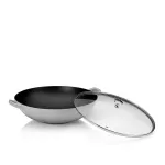 KELA-Wok żeliwny 36cm+pokrywa 4l jasnoszary Calido - 2