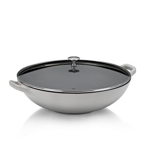 KELA-Wok żeliwny 36cm+pokrywa 4l jasnoszary Calido