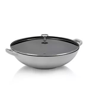 KELA-Wok żeliwny 36cm+pokrywa 4l jasnoszary Calido