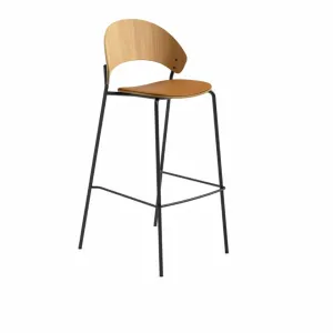 Dosina Bar Stool 75 cm Upholstery Oak Cognac