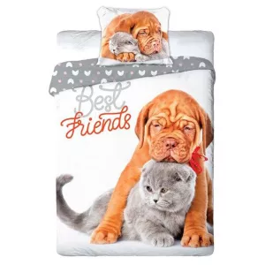 Pościel bawełna 140x200+1p70x90 Kotek i piesek 013