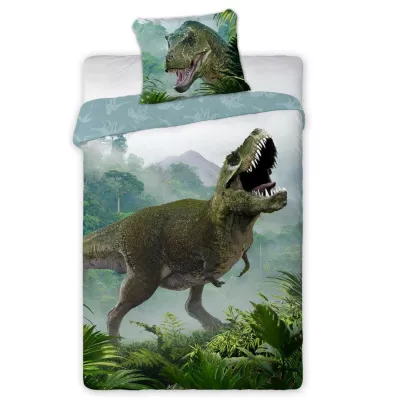 Pościel bawełna 160x200+1p70x90 Tyranozaur zielony