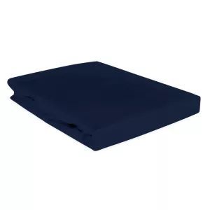 Prześcieradło satyna bawełniana z gumką ciemny granat 026/120x200
