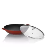 KELA-Wok żeliwny +pokrywa 4 l czerwony Calido - 2