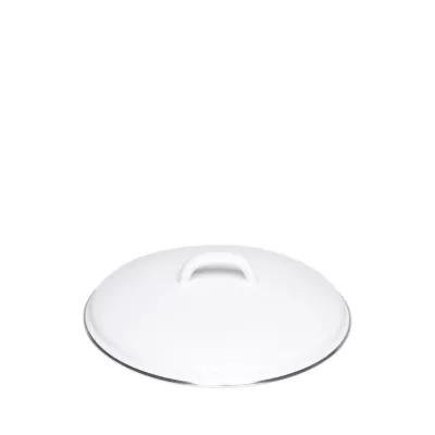 Emaliowana pokrywka 20 cm z chromowaną obręczą Riess Classic Weiss