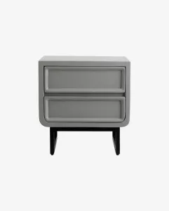 LEDRO – Nowoczesna szafka nocna z szarym wykończeniem i 2 szufladami, wyjątkowy design do luksusowych wnętrz