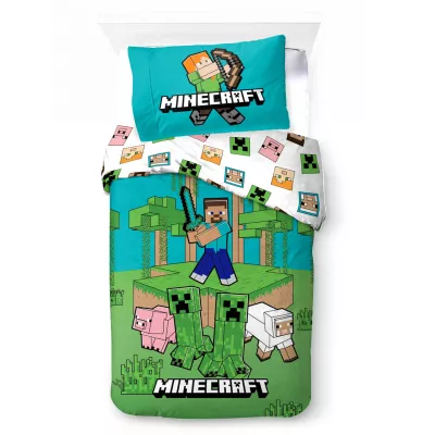 Pościel bawełna 140x200+1p70x90 Minecraft dżungla
