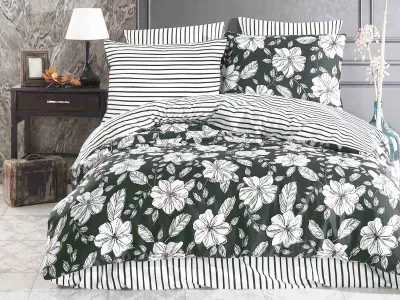 Pościel satyna bawełniana HAKKI GREEN/200x220 EXCLUSIVE (promocja)