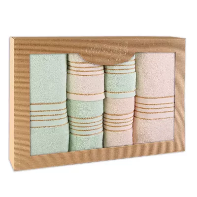 Ręcznik D Bawełna 100% Tiwano Krem + Mięta (P) 2x30x50+2x50x90+2x70x140 kpl.