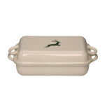 Brytfanna emaliowana  37/26 cm z pokrywką biała z jelonkiem Riess Country - 2