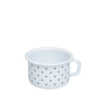 Kubek do kawy emaliowany w szare kropki 0,4l Riess Polka-dot grey