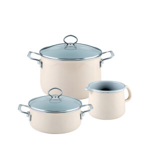 Zestaw garnków ceramicznych  3-częściowy Riess Avorio - extra strong 
