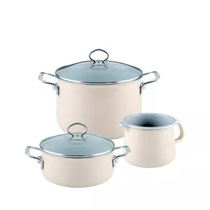 Zestaw garnków ceramicznych  3-częściowy Riess Avorio - extra strong 