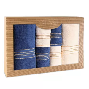 Ręcznik D Bawełna 100% Tiwano Krem + Granat (P) 2x30x50+2x50x90+2x70x140 kpl.