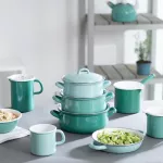 Garnek emaliowany z pokrywką WYSOKI 18cm 2,5L NATURE GREEN Riess - 3