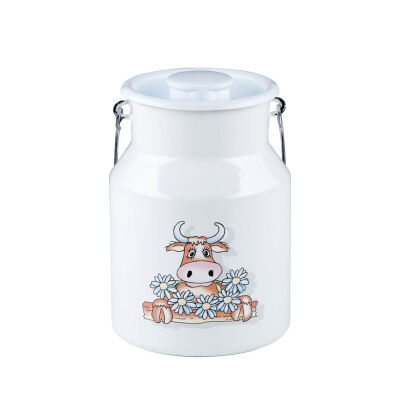 Kanka emaliowana na mleko 1,5l biała z krówką Riess Almliesel