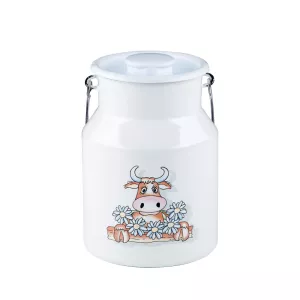 Kanka emaliowana na mleko 1,5l biała z krówką Riess Almliesel