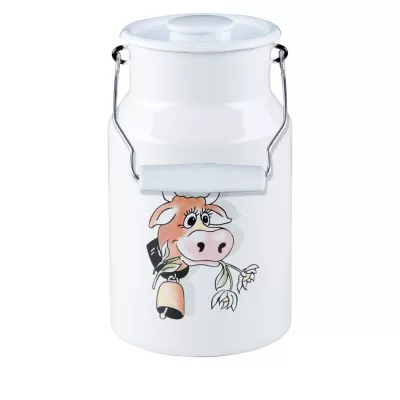 Kanka emaliowana na mleko 2l biała z krówką Riess Almliesel